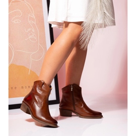 Cizme de cowboy de damă din piele de cămilă Butdam KW-1 maro 1