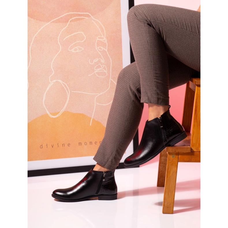 BUTDAM Cizme de toamna cu toc plat Btz Aurora din piele neagra negru 1