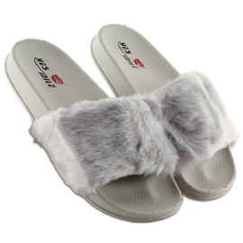 Papuci gri cu blana zy383-007-3 gri 2
