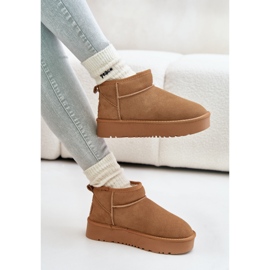 Cizme de zapada din piele intoarsa pe platforma Camel Nereviana bej 1