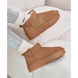 Cizme de zapada din piele intoarsa pe platforma Camel Nereviana bej 2