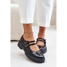 Pantofi dama din piele lacuita cu bretele, Rialuna Neagra negru 1 Pantofi dama din piele lacuita cu bretele, Rialuna Neagra negru 1