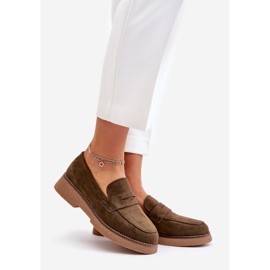 Mocasini clasici din piele ecologică pentru femei, Belania verde închis 1