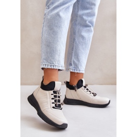 Pantofi Sport Izolați Piele Cu Fermoar Artiker 55C0038 Bej 2