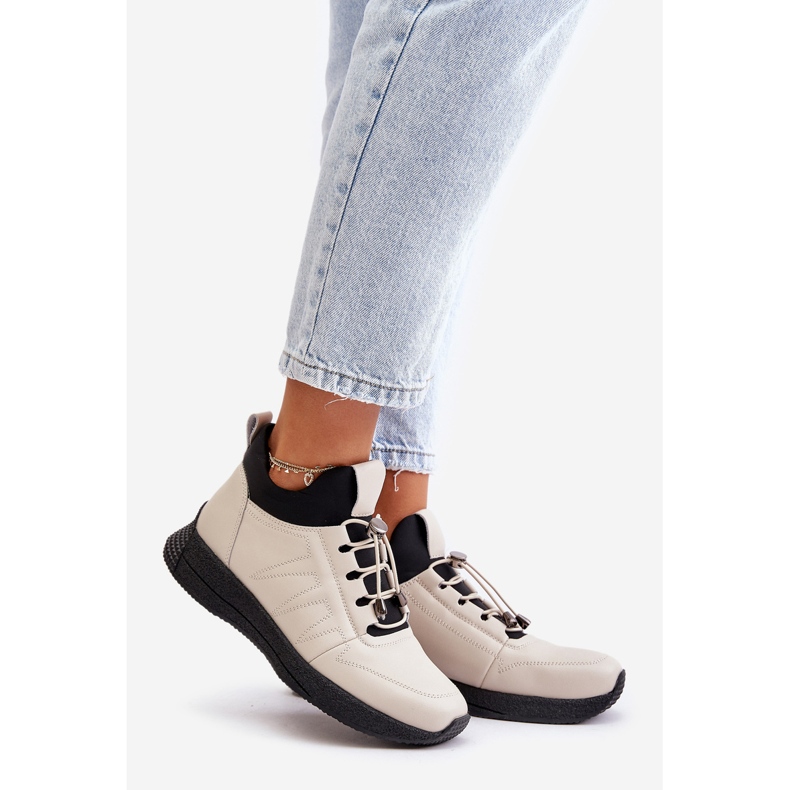 Pantofi Sport Izolați Piele Cu Fermoar Artiker 55C0038 Bej 1