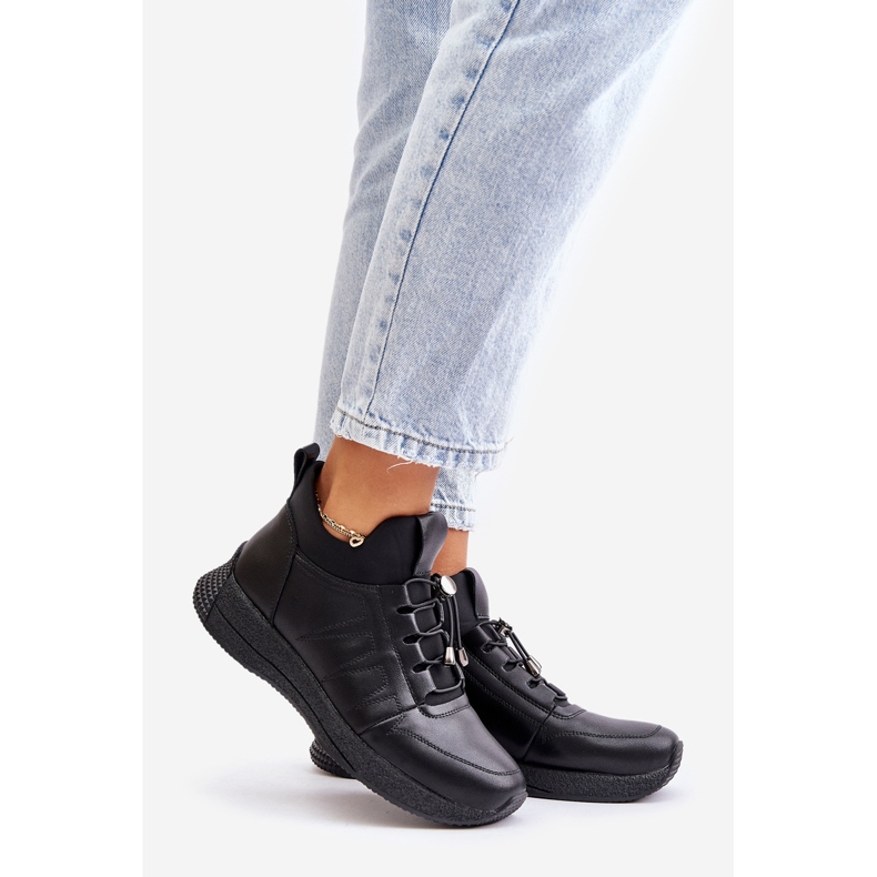 Pantofi Sport Izolați Din Piele Cu Fermoar Artiker 55C0041 Negru 1