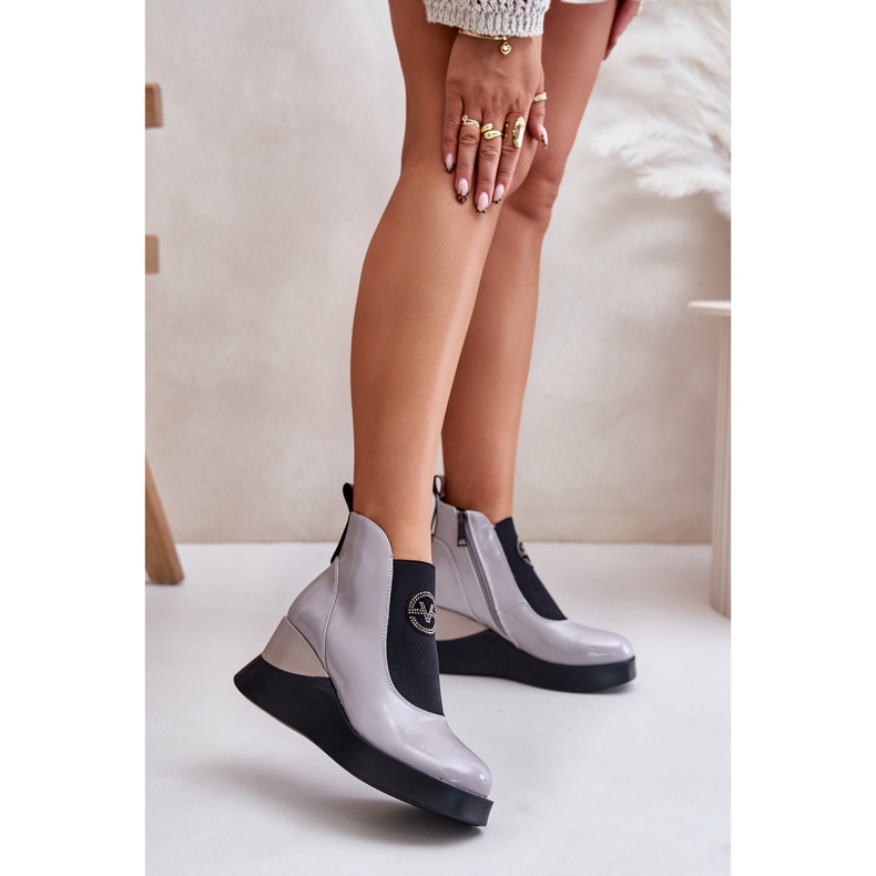 Cizme cu pană patentate, izolate Vinceza 66703, gri 2