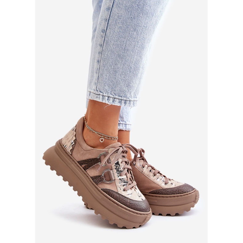 Pantofi de damă din piele pe platformă Maciejka 06562-10 bej închis 1