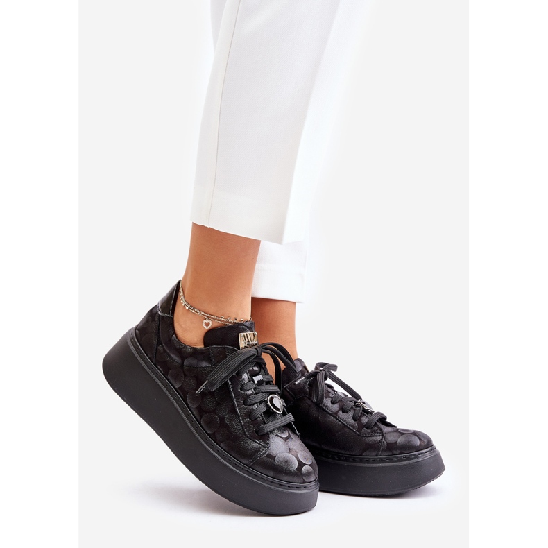 Pantofi sport din piele pe platformă Maciejka 06191-42 Negru 1