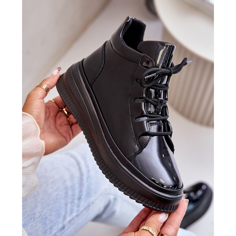 Pantofi sport cu platformă din piele naturală din piele naturală Artiker 55C1049 negru 2