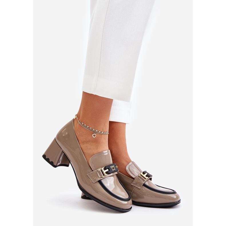 Pantofi De Dama Lacuiti Pe Toc Inalt Cu Decorat Artiker 55C1054 Bej 1