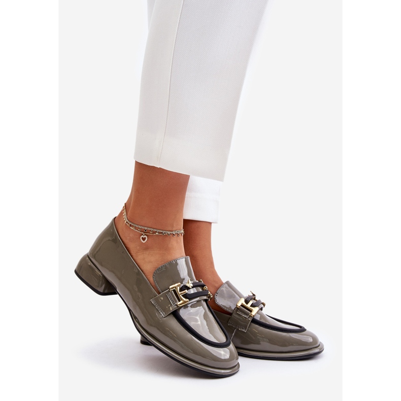 Pantofi De Dama Lacuiti Pe Bloc Cu Decorat Artiker 55C0412 Gri 1