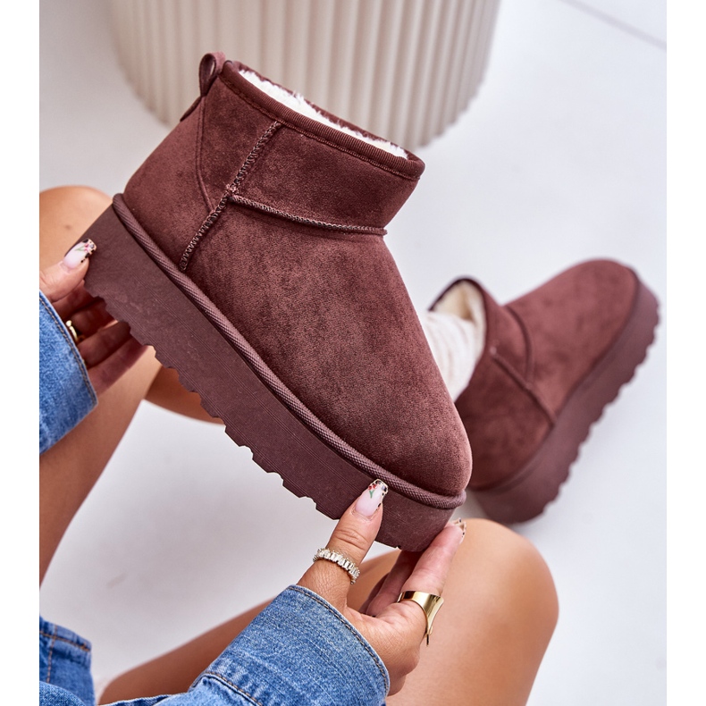 Cizme de zapada cu platforma de dama izolate cu blana, maro inchis, Xamella 2