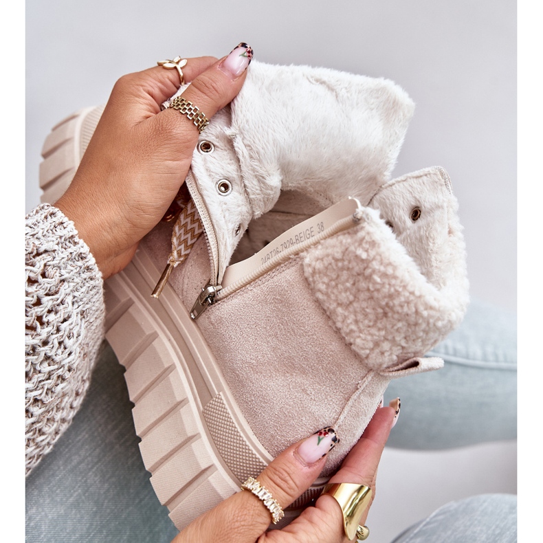 Cizme izolate Trapper de damă pe platformă, Alcyhen bej 2