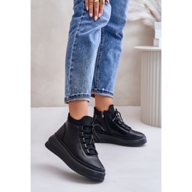 Pantofi sport ușori din piele pe platforma Artiker 55C1041 Negru 2