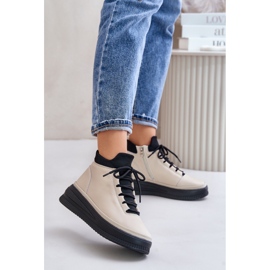 Pantofi sport ușori din piele pe platforma Artiker 55C0554 Bej 2