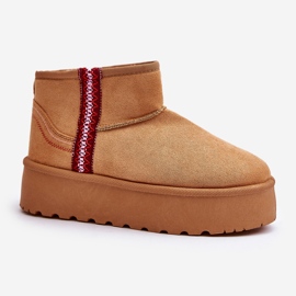 Cizme de zăpadă izolate Camel Lomessa de damă, pe platformă bej 4