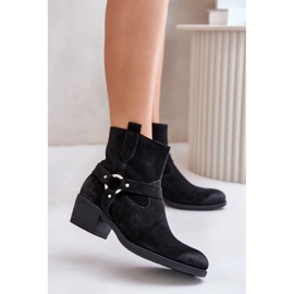 Botine cu toc inalt izolate din piele intoarsa Zazoo 60477, negre negru 2