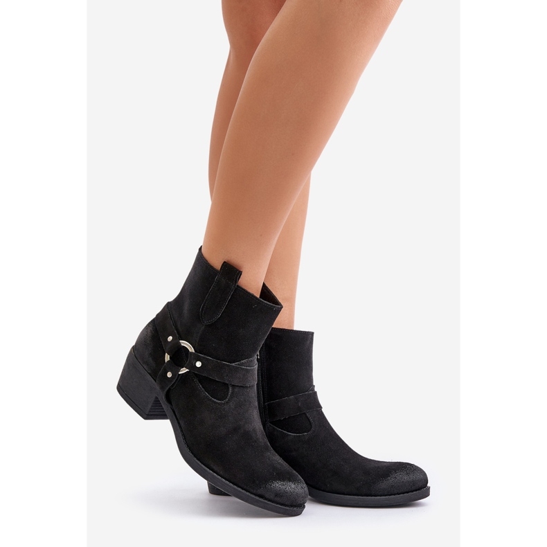 Botine cu toc inalt izolate din piele intoarsa Zazoo 60477, negre negru 1