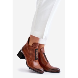 Botine din piele Zazoo 60504, maro cald 1 Botine din piele Zazoo 60504, maro cald 1