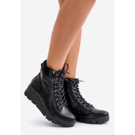 Botine de damă ușoare, izolante, pe platformă și pană, Black Savindria negru 1