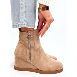 Botine Vavin Khaki cu pană cu fermoar auriu bej 3