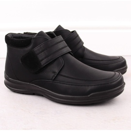 Botine izolate pentru bărbați cu velcro, negru Unisoft 8003 1