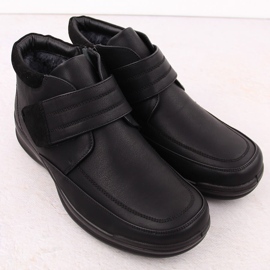 Botine izolate pentru bărbați cu velcro, negru Unisoft 8003 2