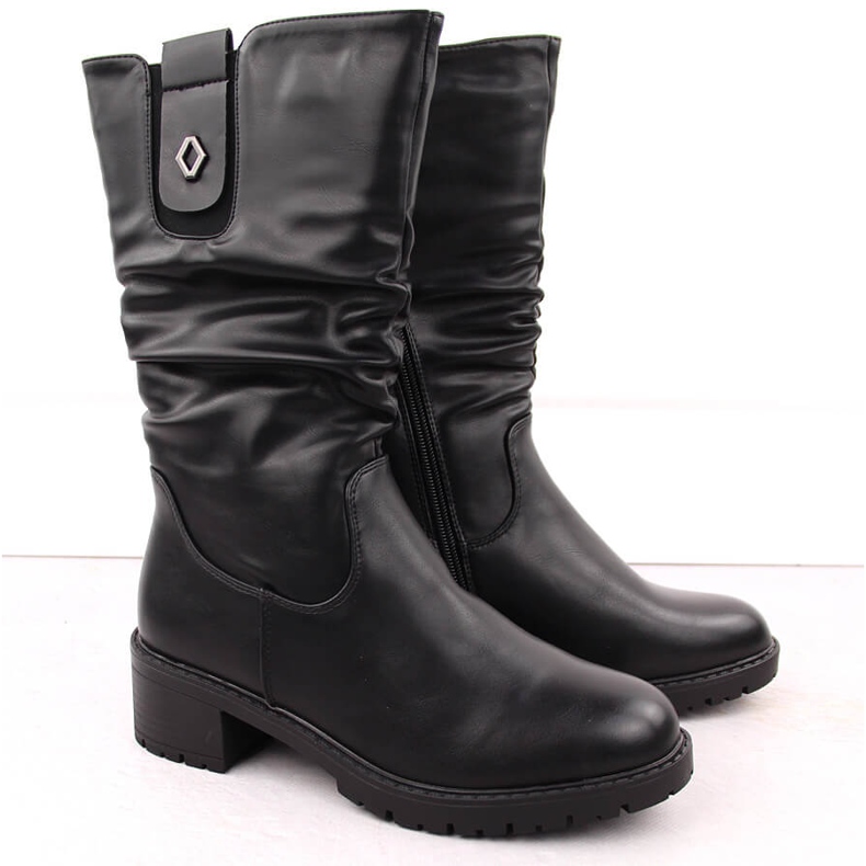 Botine de dama cu toc inalt, negre, Unisoft 7993 negru 1