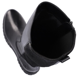 Cizme de dama din piele cu partea superioara elastica, negre Remonte D1B71-01 negru 1