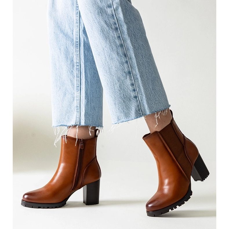 Botine maro din piele ecologica Zinah 1