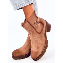 Cizme chelsea cu toc joase Airon Khaki bej 1