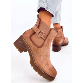 Cizme chelsea cu toc joase Airon Khaki bej 2