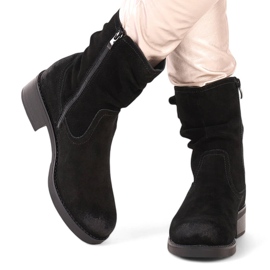 Cizme de damă din piele de căprioară neagră de la Sergio Leone BT355-S negru 1