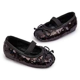 Balerinele pentru fete decorate cu paiete și un arc negru 4