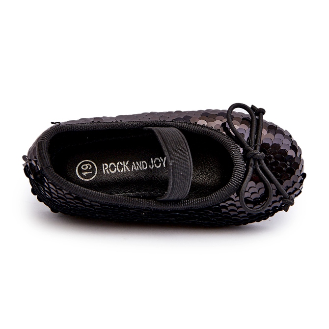 Balerinele pentru fete decorate cu paiete și un arc negru 1