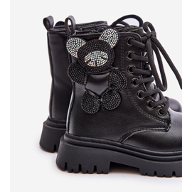 Botine izolate pentru fete cu ursuleț și fermoar, Black Relobia negru 1