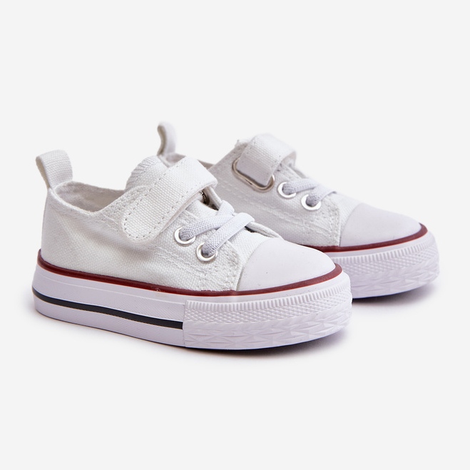 Tenisi copii din stofa cu Velcro, Daloma alb 1 Tenisi copii din stofa cu Velcro, Daloma alb 1