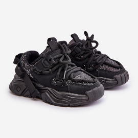 Adidasi copii decorati cu paiete, Liatoma Neagra negru 1