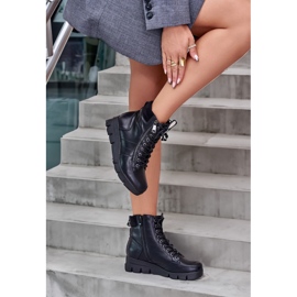 Botine de damă ușoare, izolante, pe platformă și pană, Black Savindria negru 2