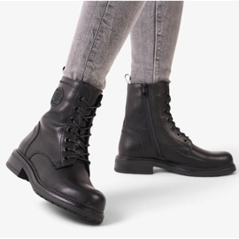 Botine negre de damă pentru lucrătorii din piele Sergio Leone BT682-S negru 2