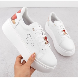 Pantofi sport din piele pe platformă, alb Vinceza 89101 1