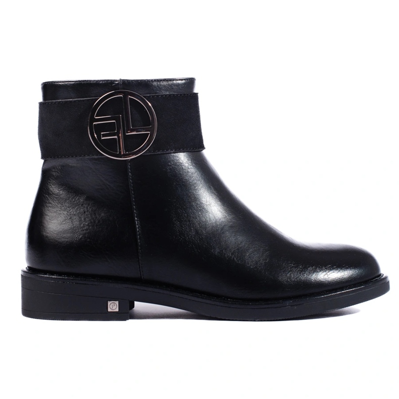 W. Potocki Botine negre joase cu toc plat de la Potocki negru 1