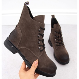 Ghete de damă din piele kaki D&amp;A S.Barski Premium Collection CR42-158 maro 1