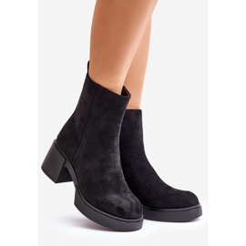 Cizme De Damă Eco Suede Pe Toc Înalt Negru Cald Meriluna 1