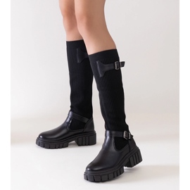 Cizme slip-on Miste negre cu partea superioară elastică negru 1