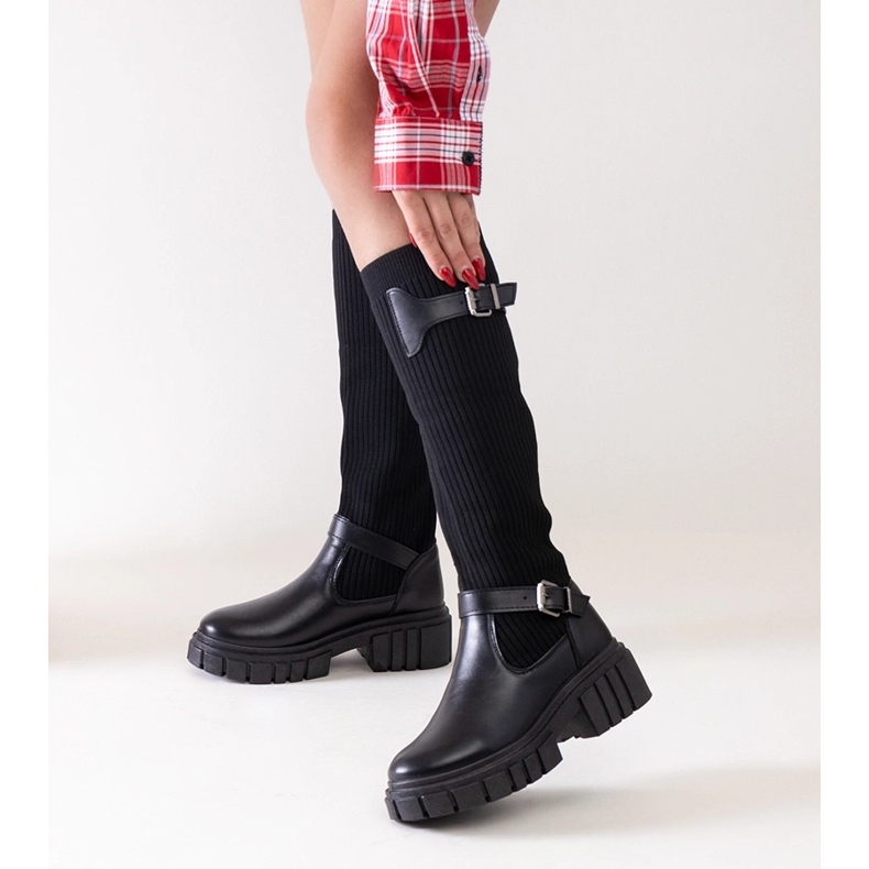 Cizme slip-on Miste negre cu partea superioară elastică negru 2