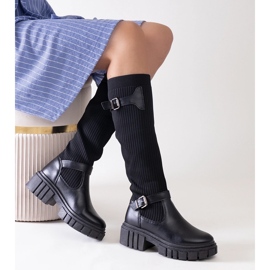 Cizme slip-on Miste negre cu partea superioară elastică negru 3