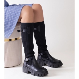 Cizme slip-on Miste negre cu partea superioară elastică negru 4
