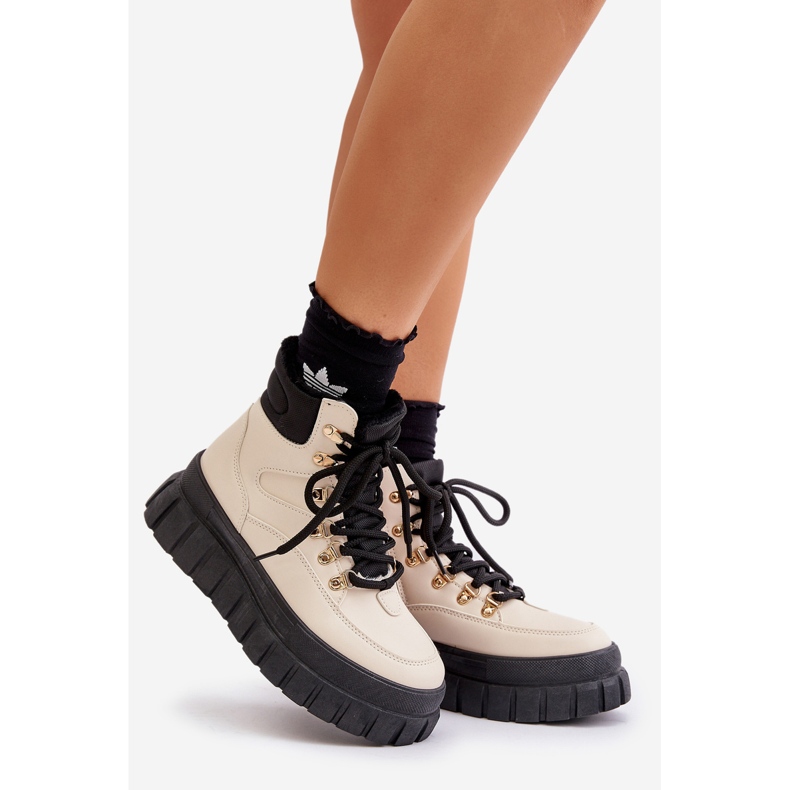 Botine Izolate Trapper De Damă Pe Platformă Bej Jelenia 1